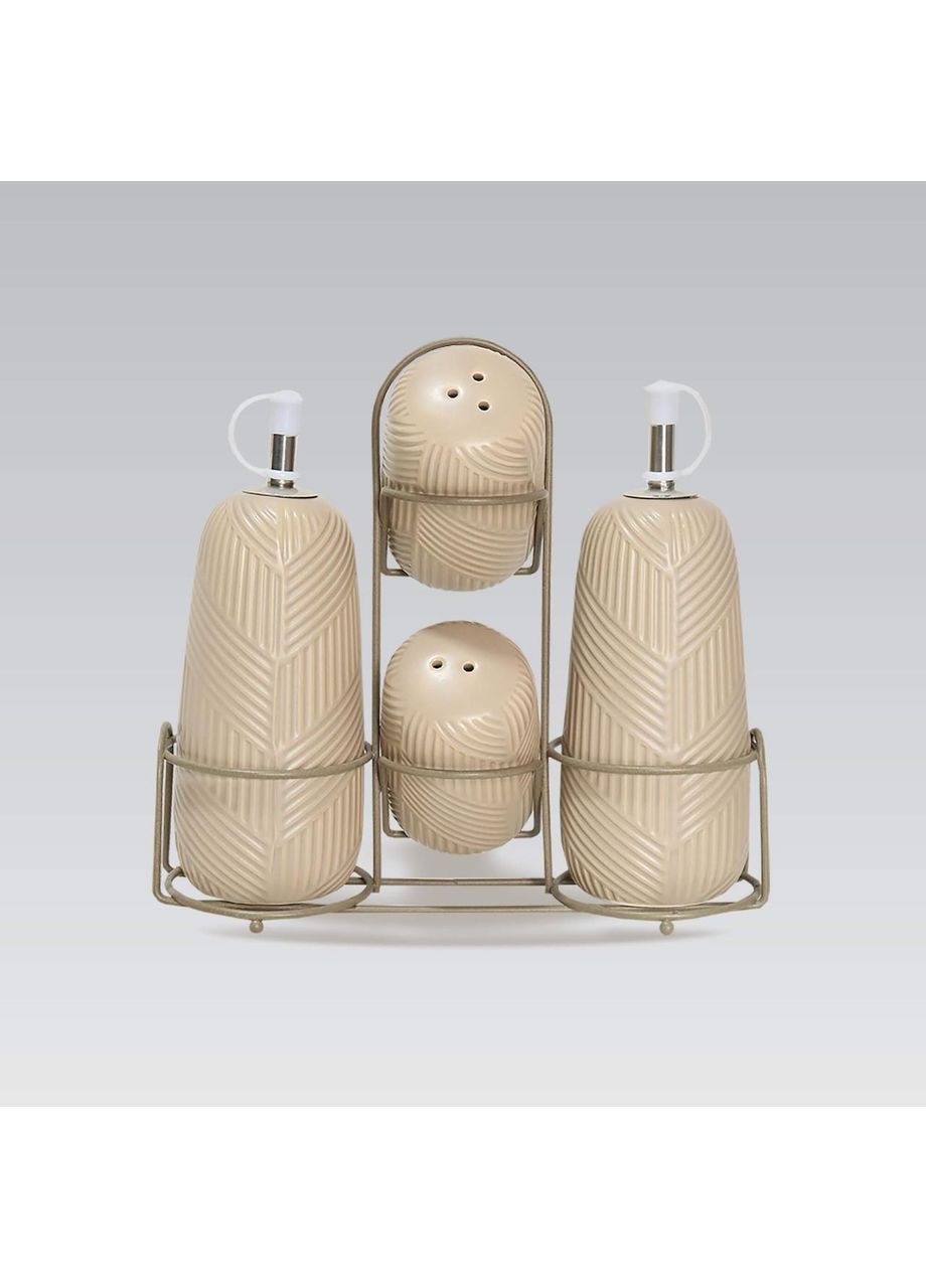 Набір для спецій на підставці кераміка Geometry Beige 5 предметів (MR-20004-04S) Maestro (362459166)