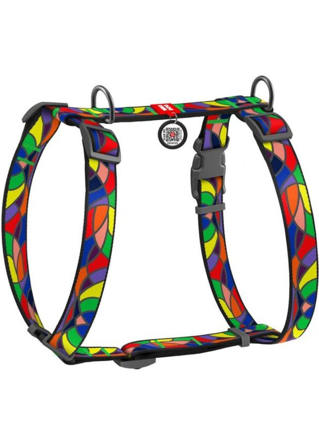 Шлей для собак анатомічний H-подібний з QR-паспортом "Вітраж", розмір S, ширина 15 мм Collar (367725368)