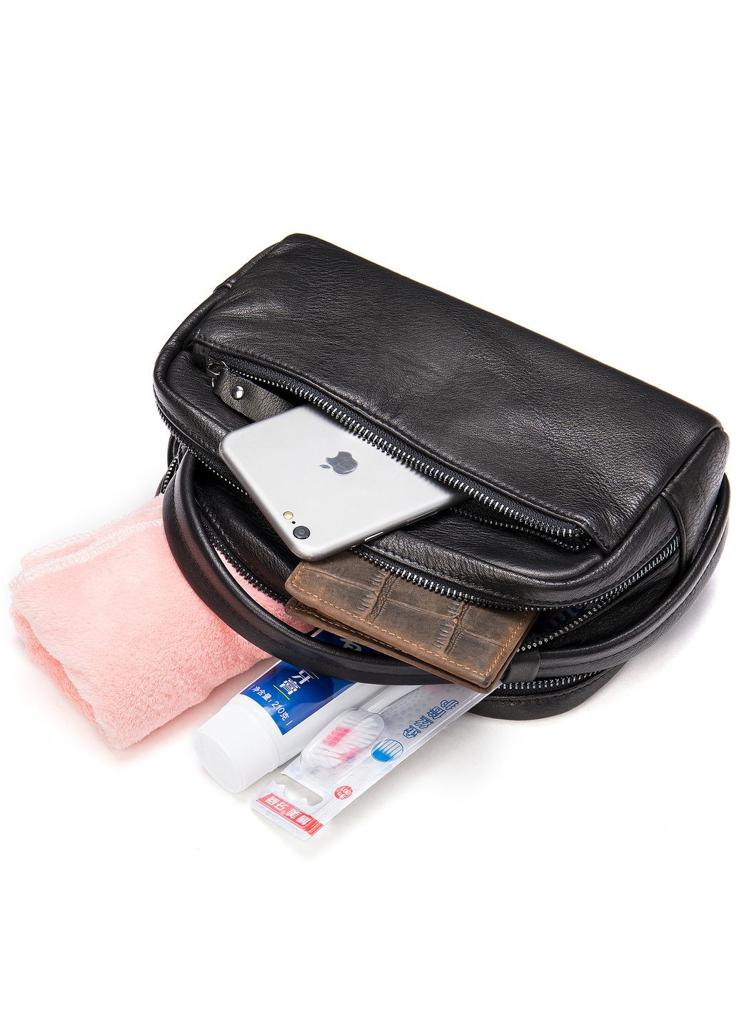 Мужская кожаная барсетка Vintage с множеством карманов черная (sku_20348) No Brand (329901871)