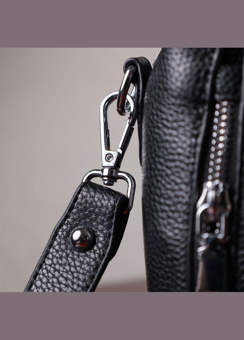 Трендовая сумка для женщин в ромбы из натуральной кожи черная 22667 Vintage (329196906)