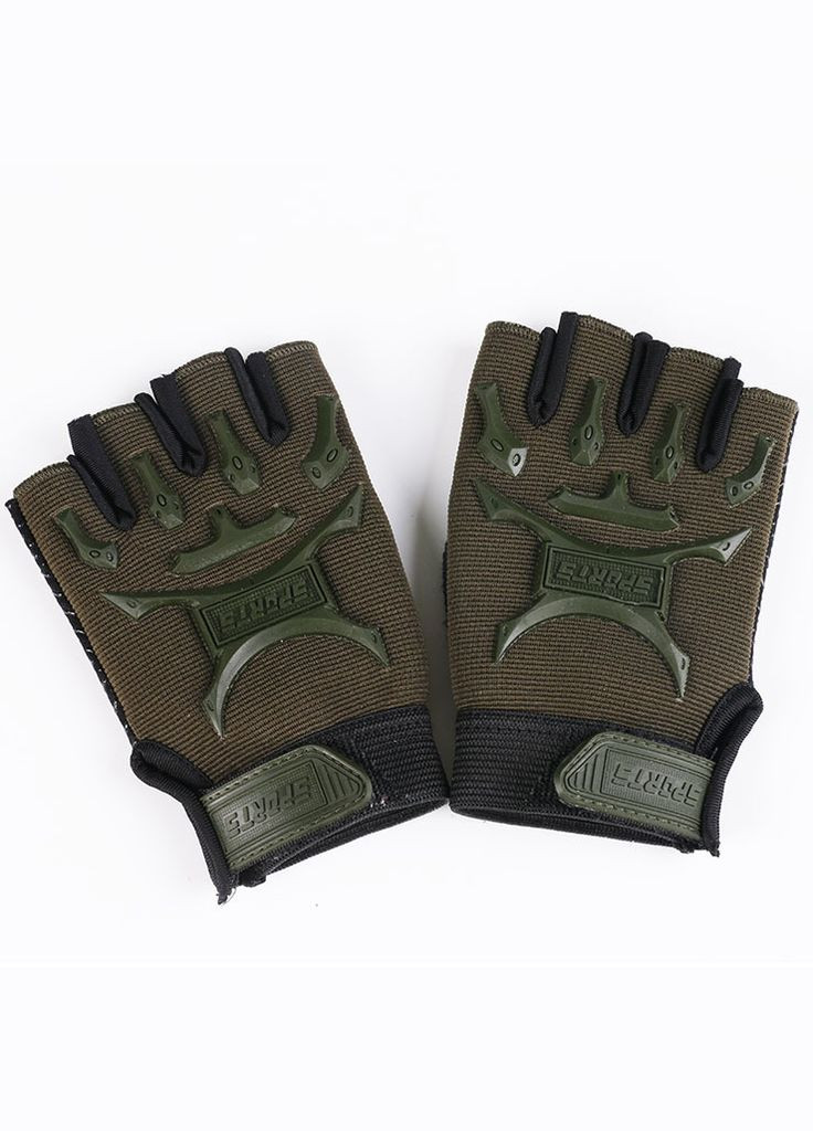 Дитячі спортивні рукавички з відкритими пальцями з захистом на кісточки зелені ( 12 років) No Brand (311220824)