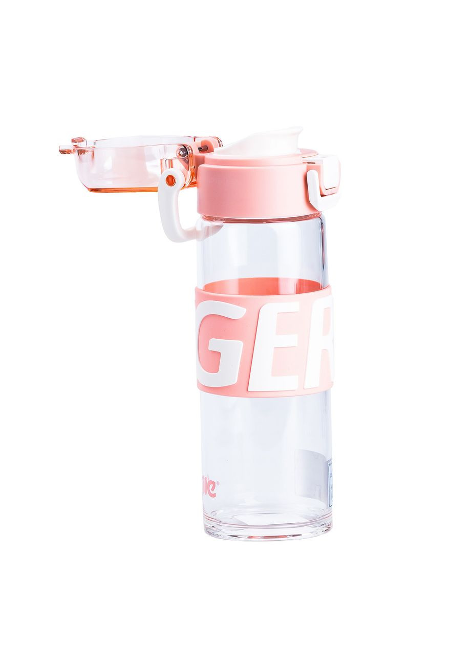 Бутылка для воды 460 мл стеклянная с пластиковой крышкой Розовый HP17299P Happy Life (305389870)