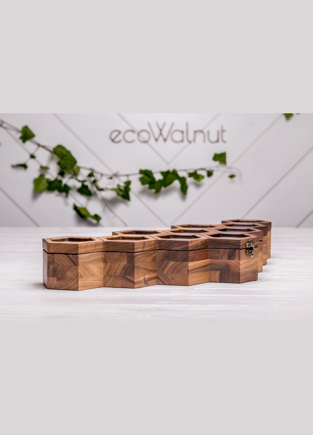 Сотова скринька для 10-ти годинників з логотипом на подарунок EcoWalnut (295548199)
