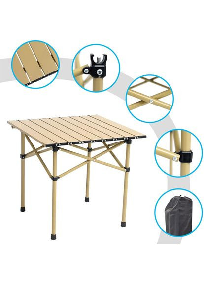 Стол раскладной ламелевый 50x50см производный, металл пластик, в чехле,, 107687 No Brand DC-5009 (371896990)