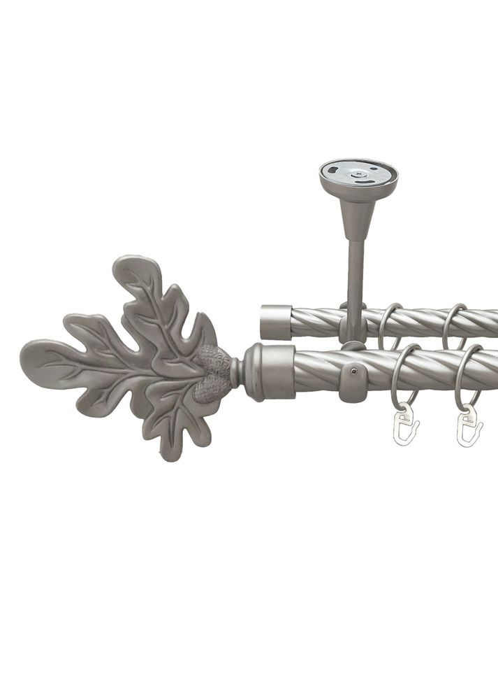 Карниз Листок Дуба металевий дворядний відкритий до стелі скручена труба Сатин 25\19 мм 200 см (00-00024219) ORVIT (300845448)