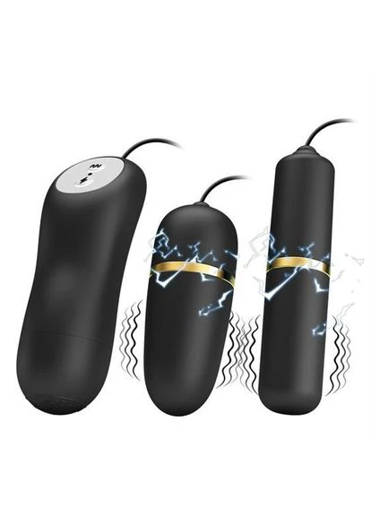 Віброяйце з вібропулею - Pretty Love Electric Stimulation Double Vibro-Bullets Black LyBaile (386468393)
