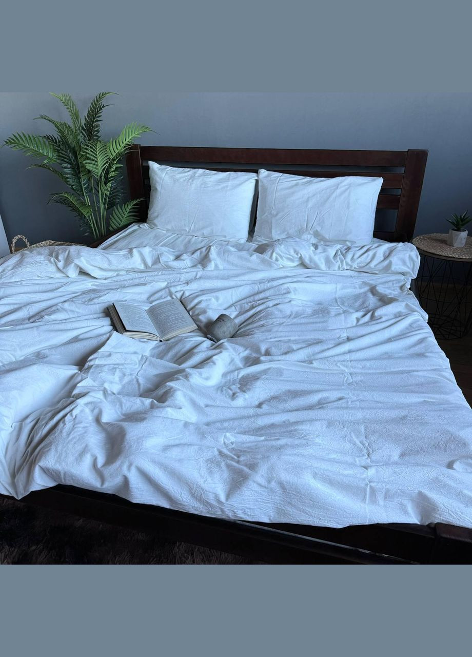 Постільна білизна Washed Cotton Сімейний 150 x 215 дві підковдри Варена бавовна Молочна 70 х 70 No Brand (307470611)