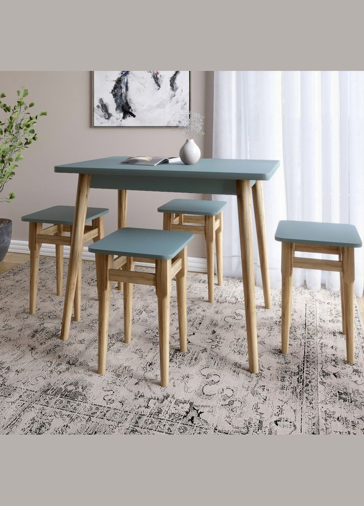 Стол и 4 табурета обеденный комплект для кухни Майами-2 кромка ПВХ 0,45 мм Гранит серый (-041233) Lion (317271196)