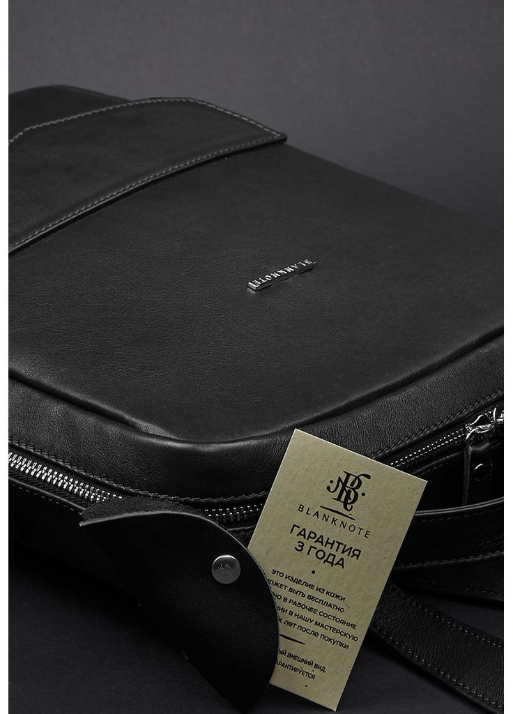 Шкіряний жіночий міський рюкзак на блискавці Cooper чорний BlankNote (348359235)