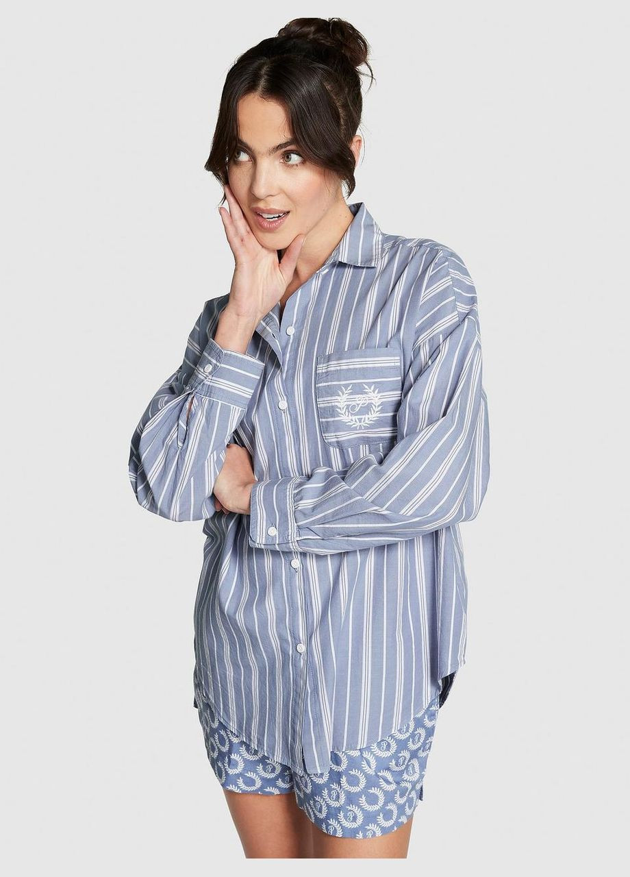 Ночная рубашка COTTON POPLIN голубая Victoria's Secret (294751725)