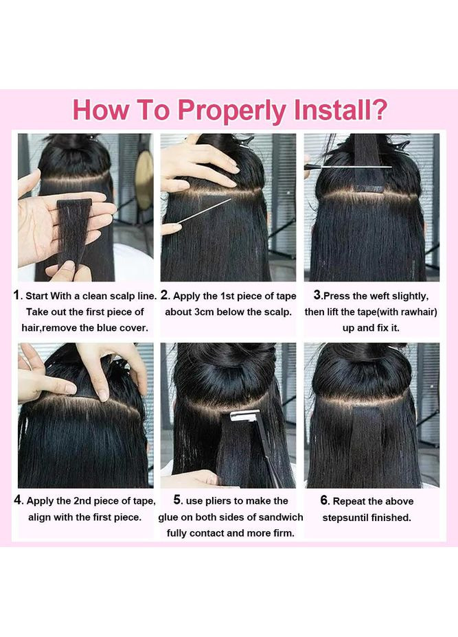 Накладні пасма на клейкій основі, текстура Афро, натуральне чорне волосся 50 см, стрічкове нарощування для обʼєму No Brand (346493703)