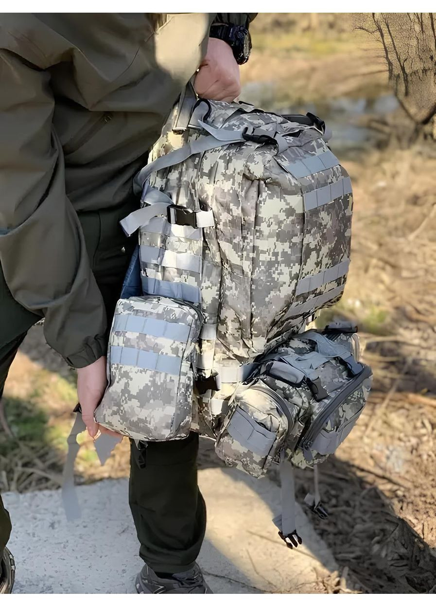 Тактический рюкзак военный 60 л пиксель, армейский рюкзак для охоты с системой Molle No Brand (361669407)