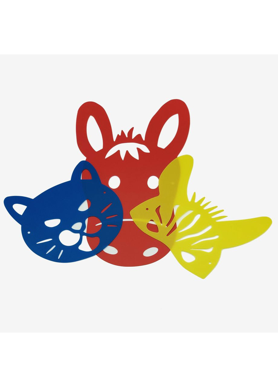 Маски-трафареты животных, 3 шт., ассорти, для детского творчества, рисования, игр No Brand (369365697)