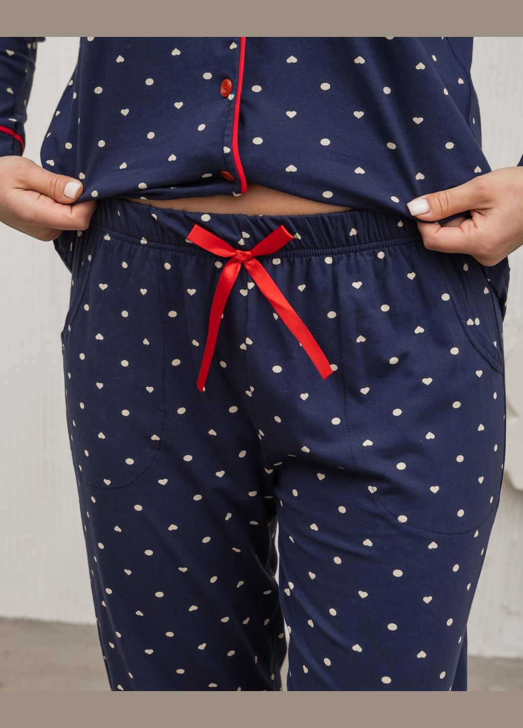 Темно-синя жіноча піжама батал на гудзиках Nicoletta