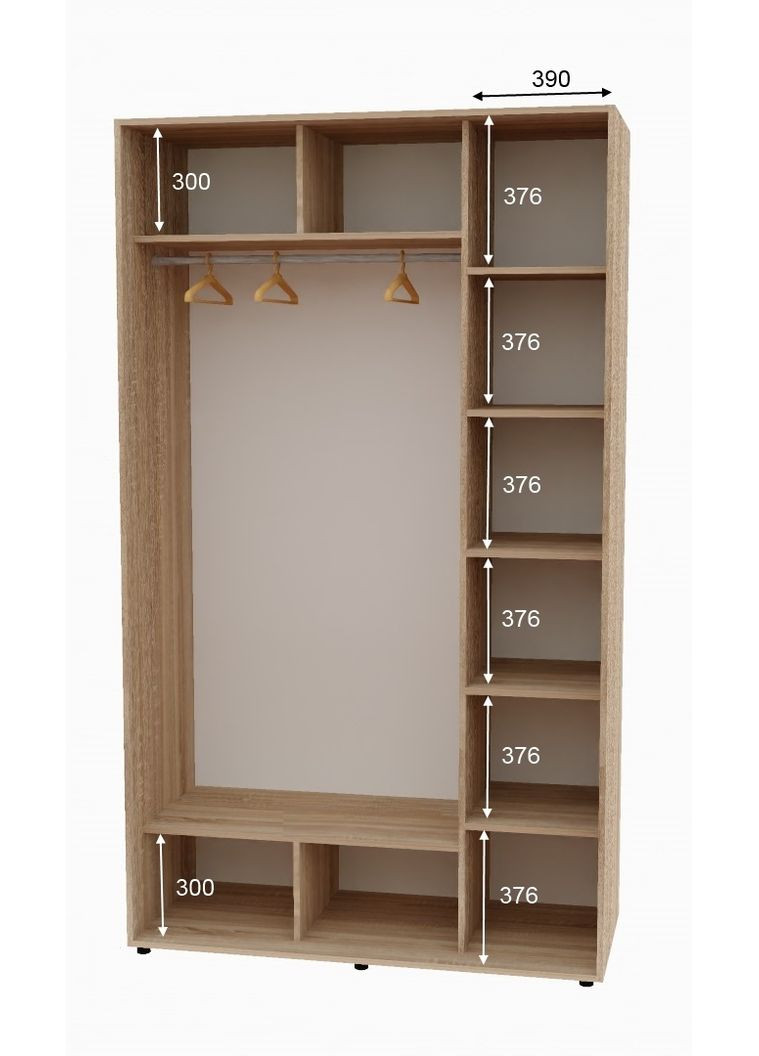 Шкаф-купе двухдверный 140*60*250 см Дуб Сонома 2 двери ДСП + Зеркало Алекса (360477443)