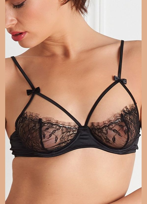 Чёрный бюстгальтер 607094 с мягкой чашкой без косточек Maison Close с косточками