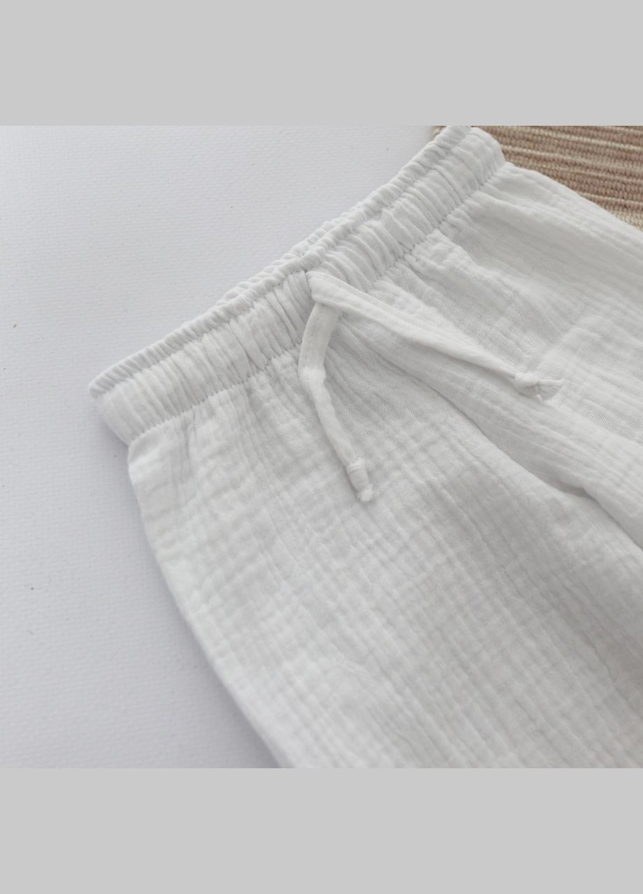 Дитячі муслінові білі штани на шнурочку No Brand (330798292)