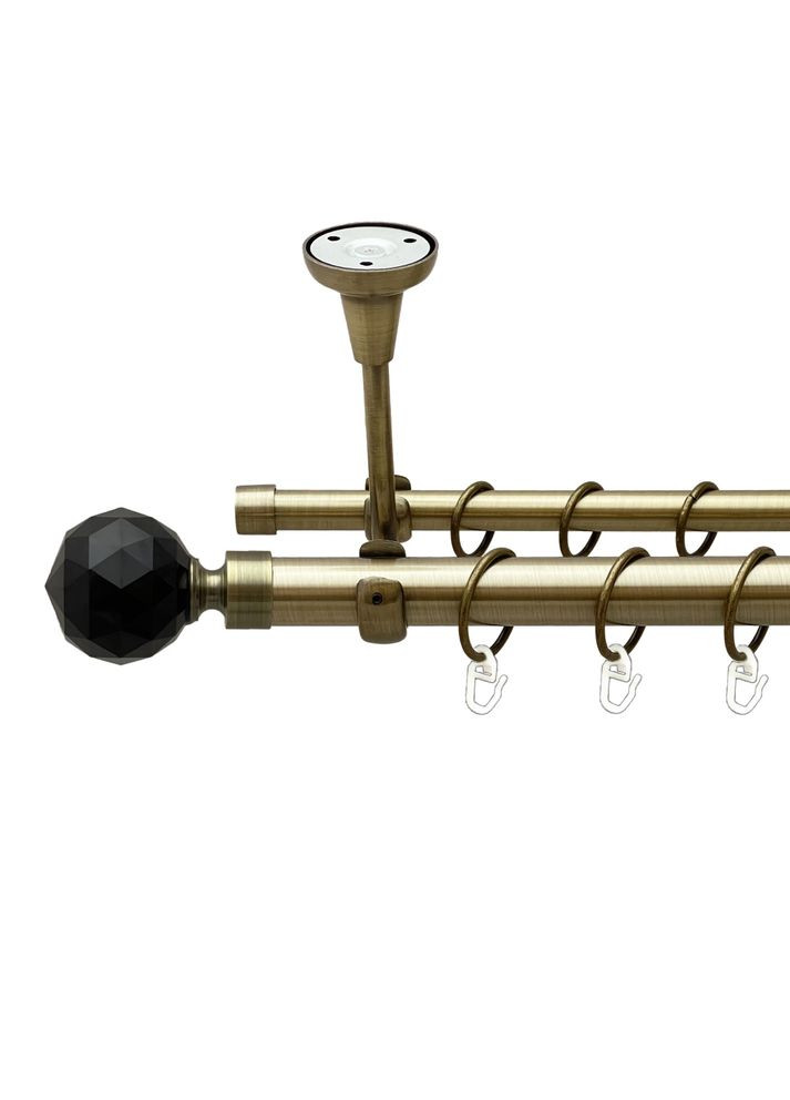 Карниз Люміера Неро металевий дворядний відкритий до стелі гладка труба Антик 25\16 мм 240 см (00-00024426) ORVIT (300844570)