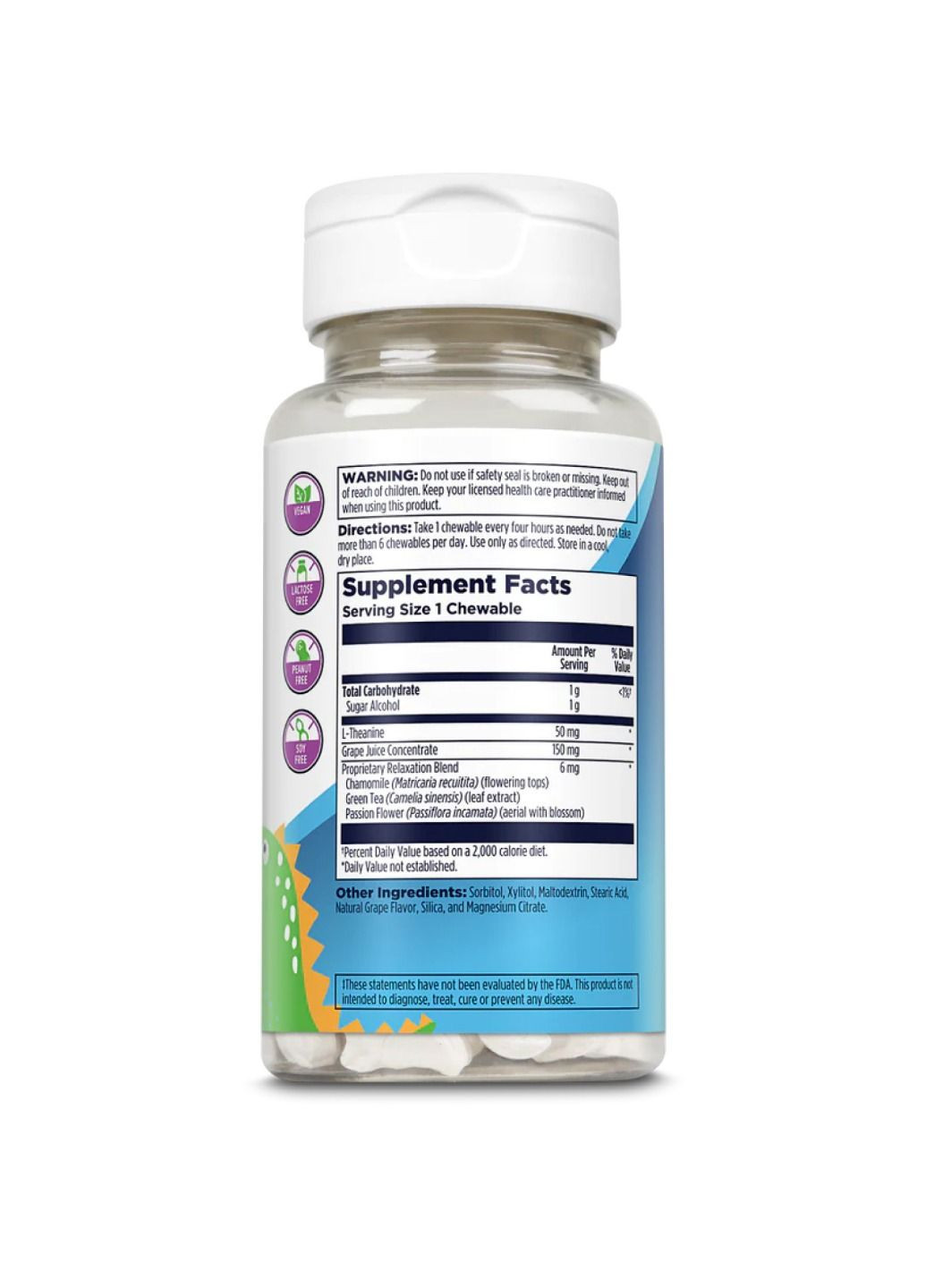 Комплекс вітамінів Relax-a-Saurus - 30 chewable Grape KAL (288677469)