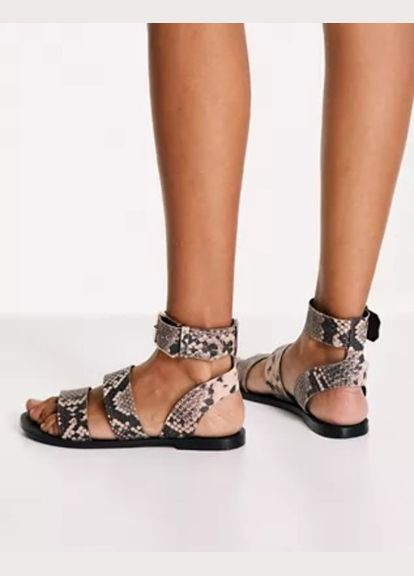 Босоніжки Asos frida leather flat sandals in snake (290704223)