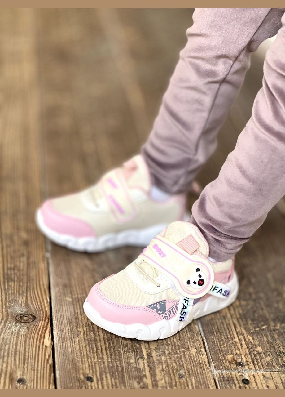 Розовые демисезонные кроссовки для девочки мишка No Brand