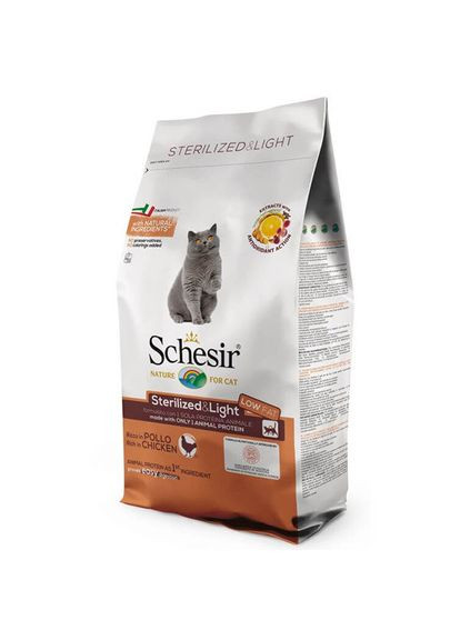 Сухой корм Cat Sterilized & Light для стерилизованных кошек и кастрированных котов 10 кг (8005852760845) Schesir (307981333)