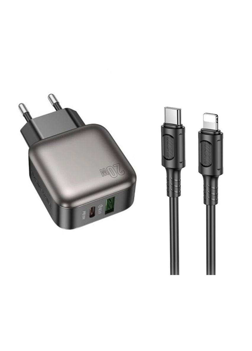 Мережевий зарядний пристрій PD20W+QC3.0 charger set (C to iP) (EU) Black (6941991116216) Borofone BAS54A Absolute (334893641)