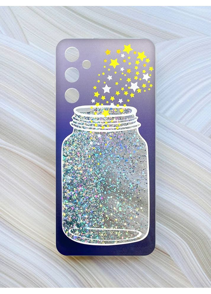 Чохол з плаваючими блискітками на Samsung Galaxy A25 (A256) Сріблястий:: Банка з зірочками (принт 366) Creative (360666327)