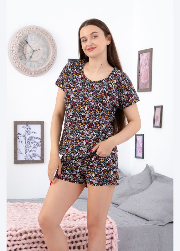 Черная всесезон комплект женский (футболка+шорты) Носи своє 8072-002-1