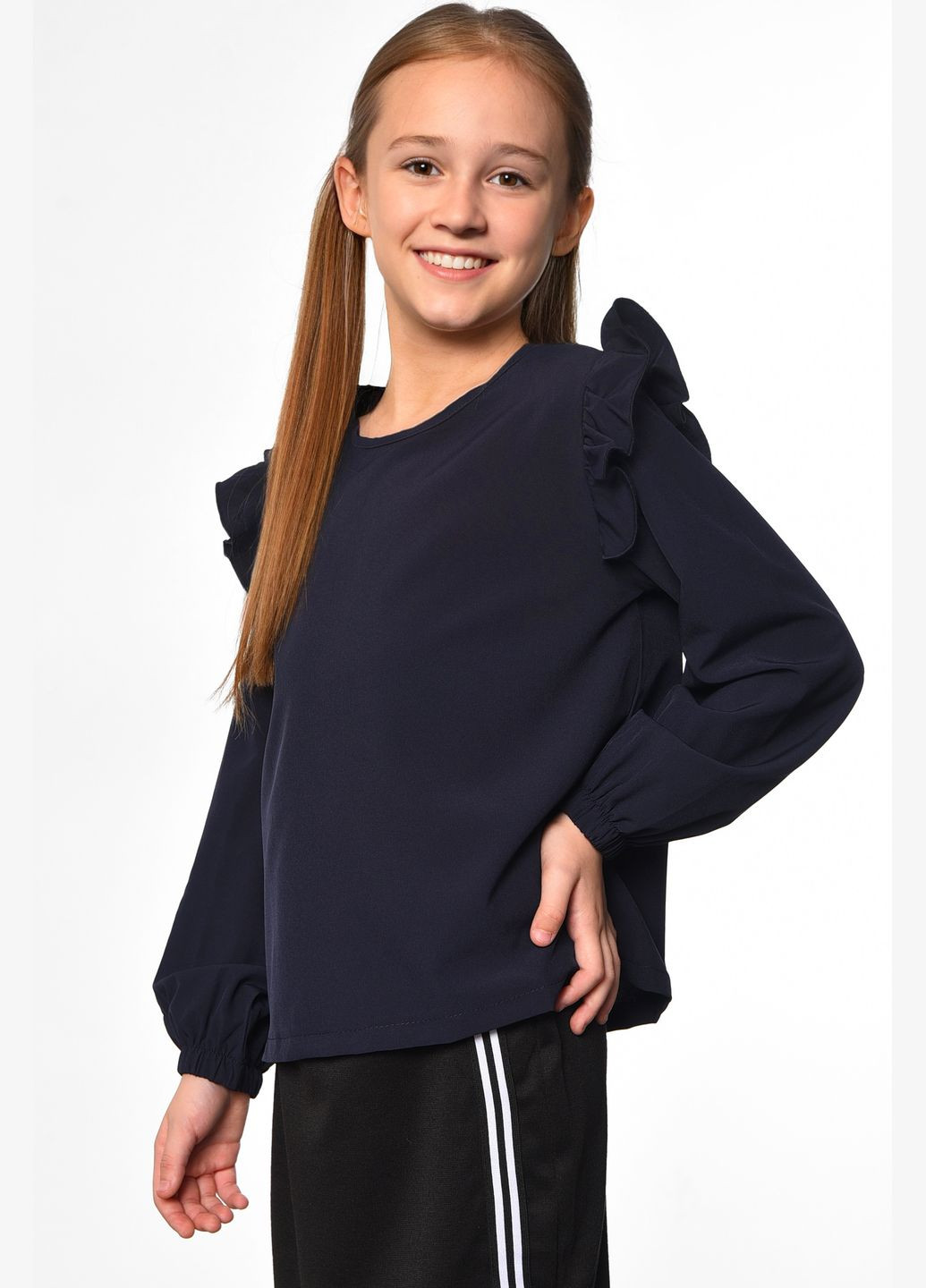 Блуза дитяча для дівчинки темно-синього кольору Let's Shop (298414204)