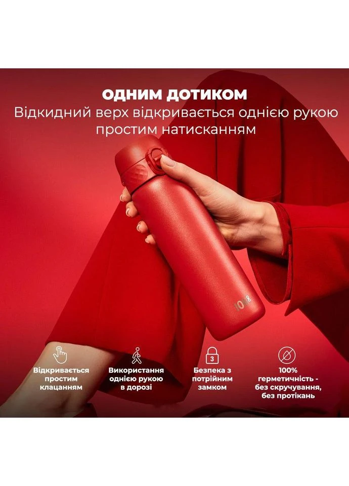 Пляшка для води металева вакуумна 500 мл. Vacuum Insulated, Red ION8 (362915145)