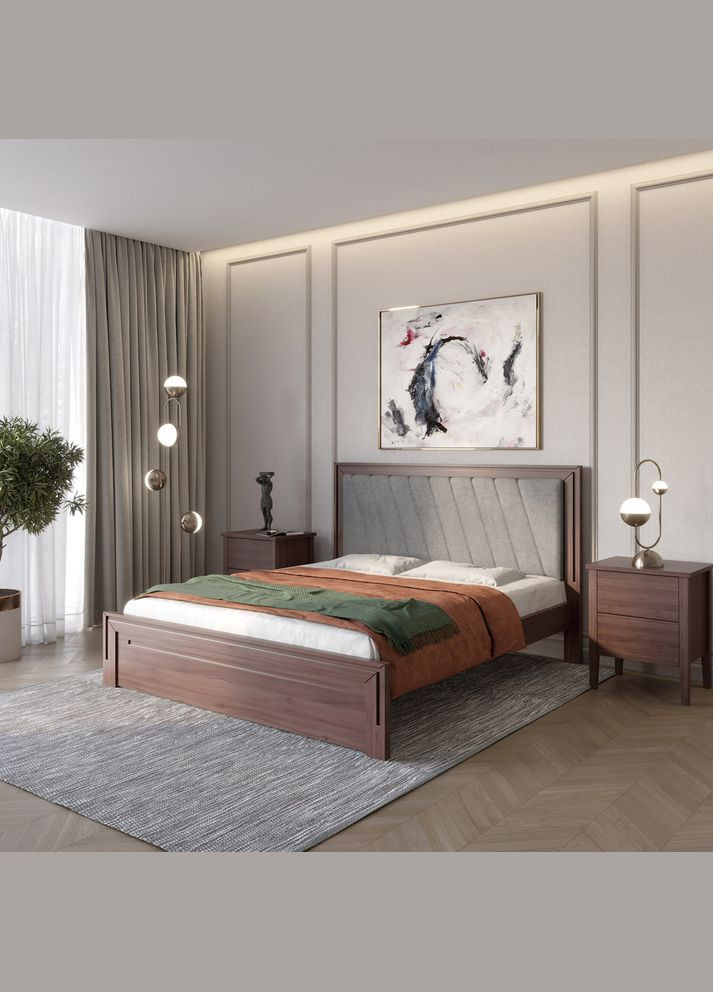 Двоспальне дерев'яне ліжко Торонто Т6 /Аляска 93 (сірий) 160х200 см (MBG-9466) Mebigrand (366085534)