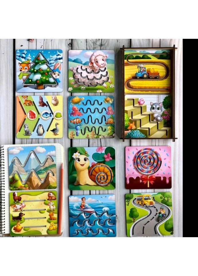 Деревянные трафареты для детей маленькие, 12 шт. Ubumblebees (365640906)