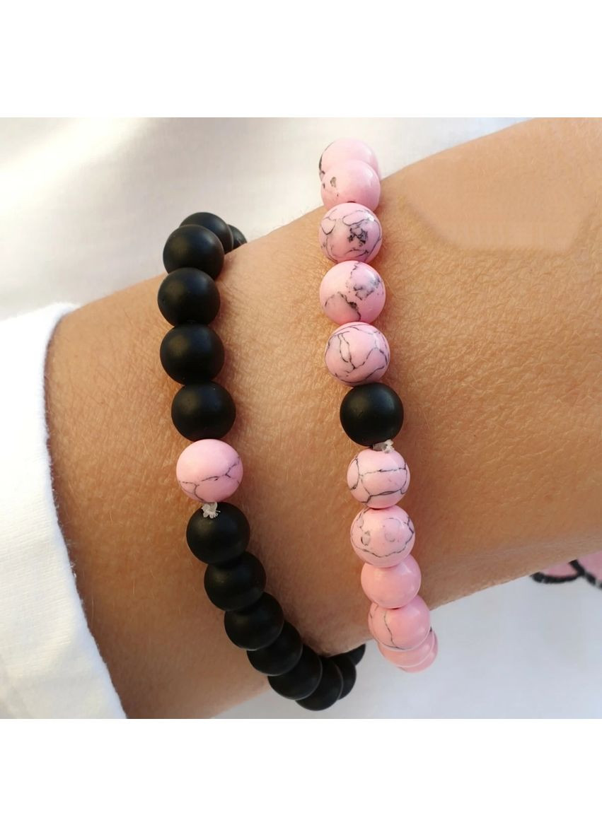 Парні браслети «Баланс», чорний і рожевий, на резинці No Brand (369667059)