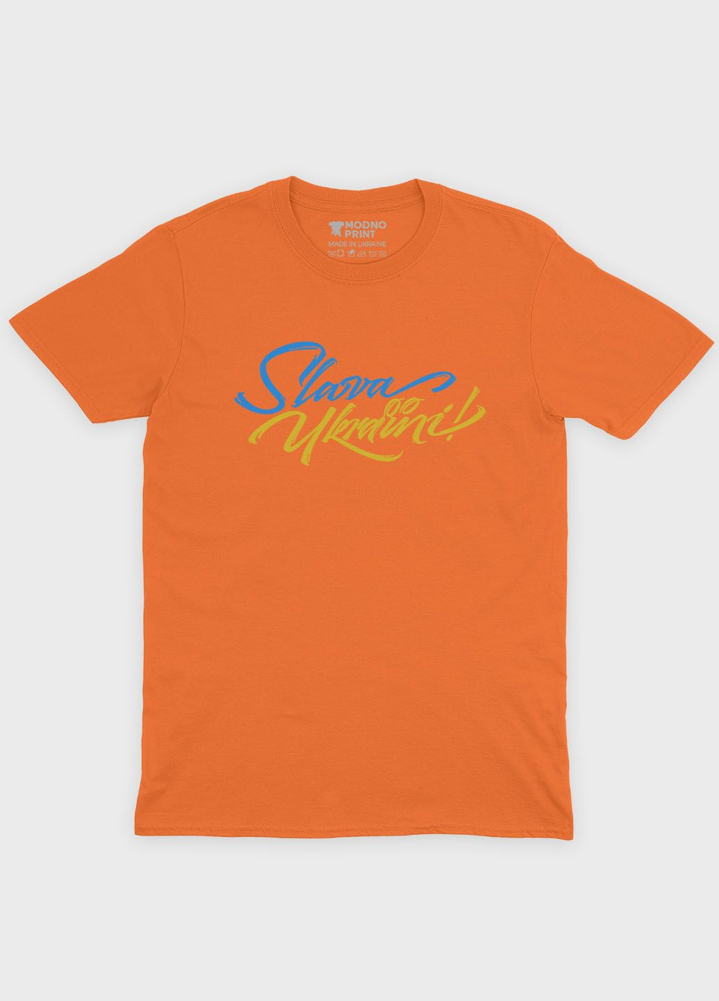 Оранжевая мужская футболка с патриотическим принтом слава україни (ts001-1-ora-005-1-014) Modno