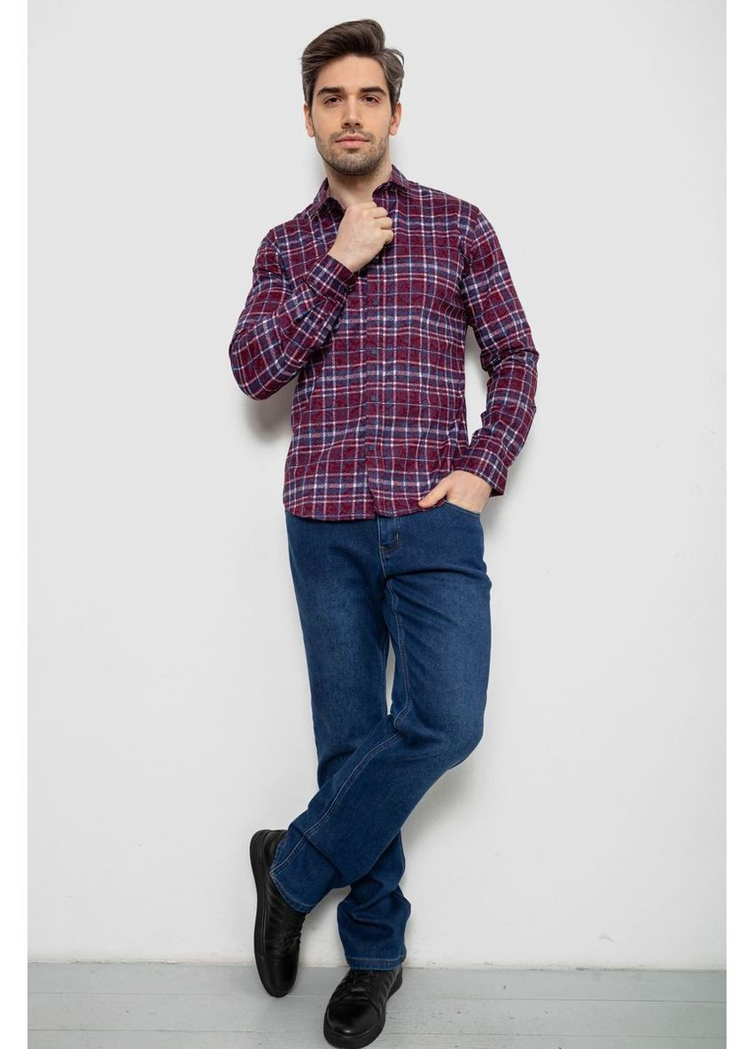 Сорочка чоловіча в клітинку з принтом, колір бордовий, 186R6917-10 Ager (373031752)