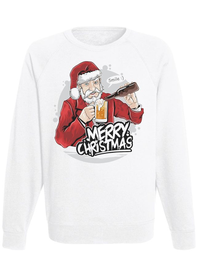 Світшот новорічний "Merry Christmas Beer" (білий) Fat Cat - крій білий - (283026935)