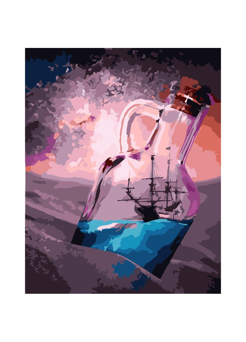 Картина по номерам "Корабль в бутылке" см для творчества, раскраска для детей. Strateg (369760203)