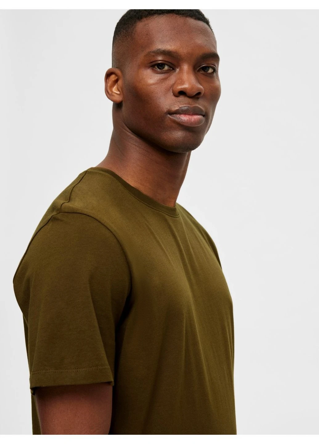 Хаки (оливковая) базовая футболка Selected Homme