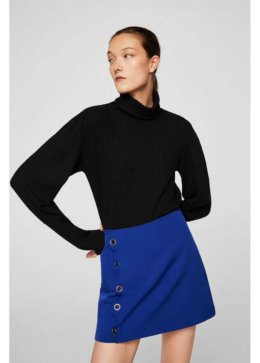 Синяя однотонная юбка Mango