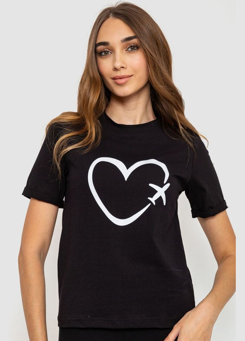 Чорна жіноча футболка з принтом Ager 241R121