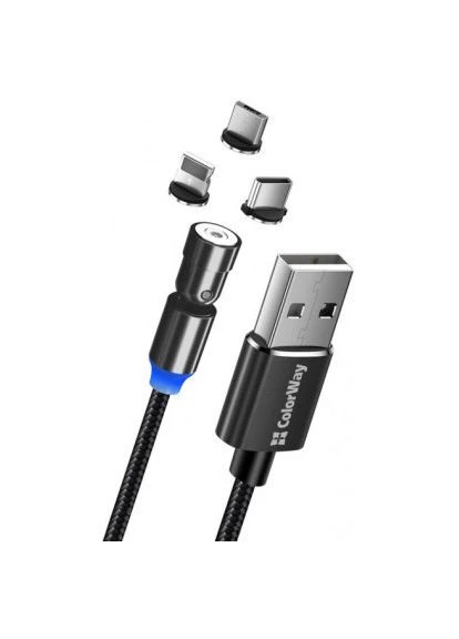 Дата кабель USB 2.0 AM to Lightning + Micro 5P + USB-C 1.0m Magnetic Ro (CW-CBUU037-BK) Colorway (396693229)