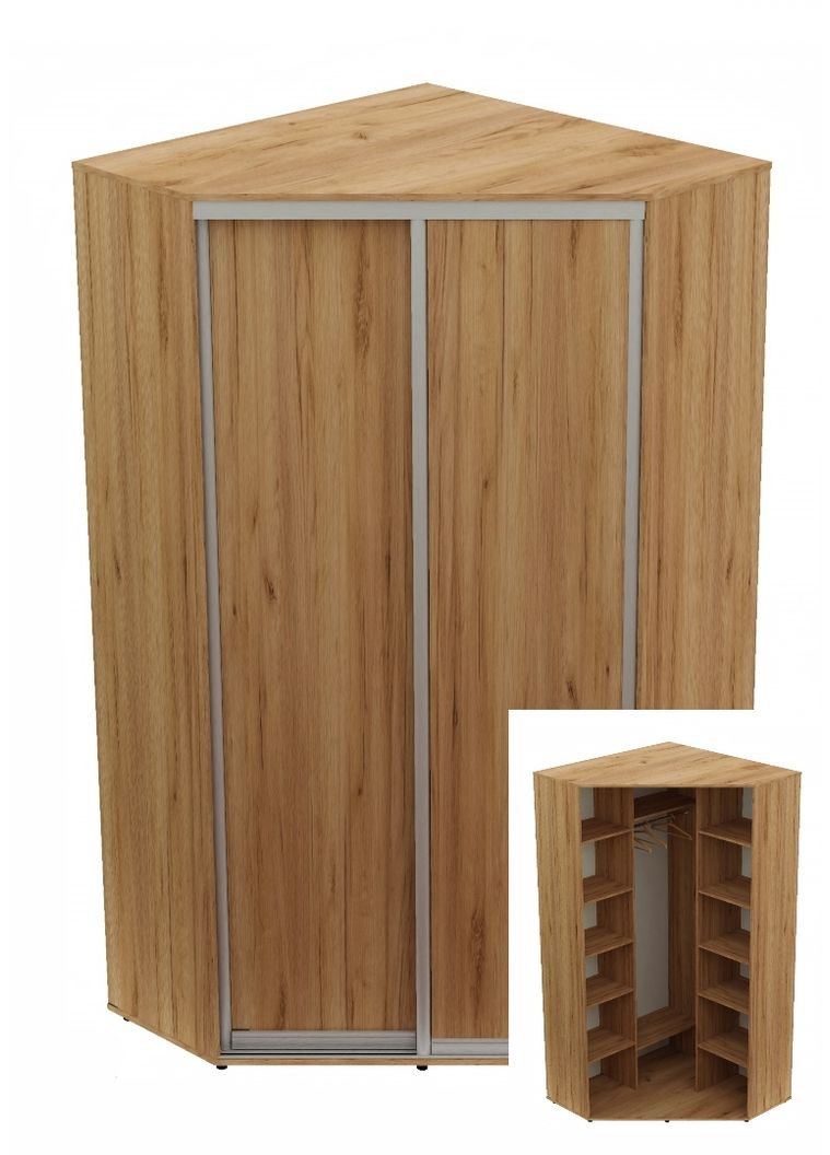 Шкаф-купе двухдверный угловой 120*120*240 см Дуб крафт золотой 2 двери ДСП Угол-2 Алекса (360452207)