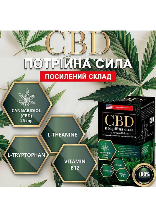 Диетическая добавка "CBD Тройная сила" 60шт (1458796-35033314) Greenwood (368614069)