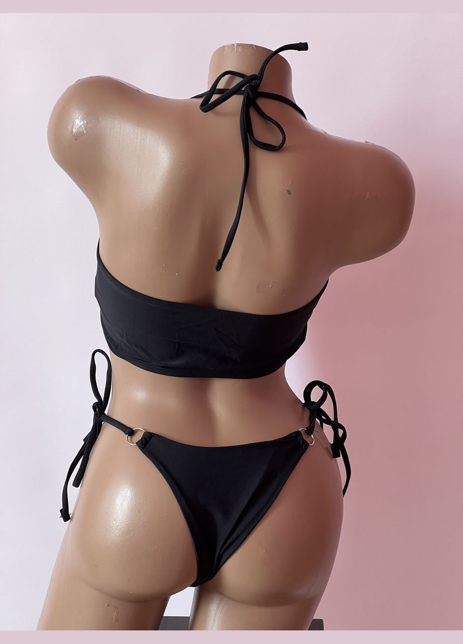 Черный демисезонный женский раздельный купальник на завязках (арт.6091) No Brand