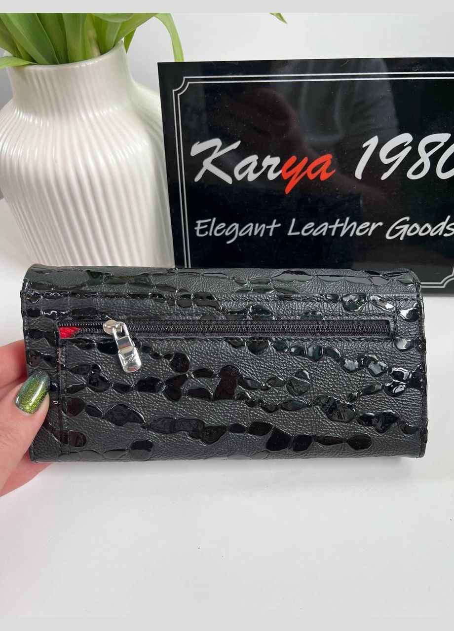 Гаманець жіночий Туреччина натуральна шкіра на магнітах чорний крапля з червоною серединою Karya (341323131)