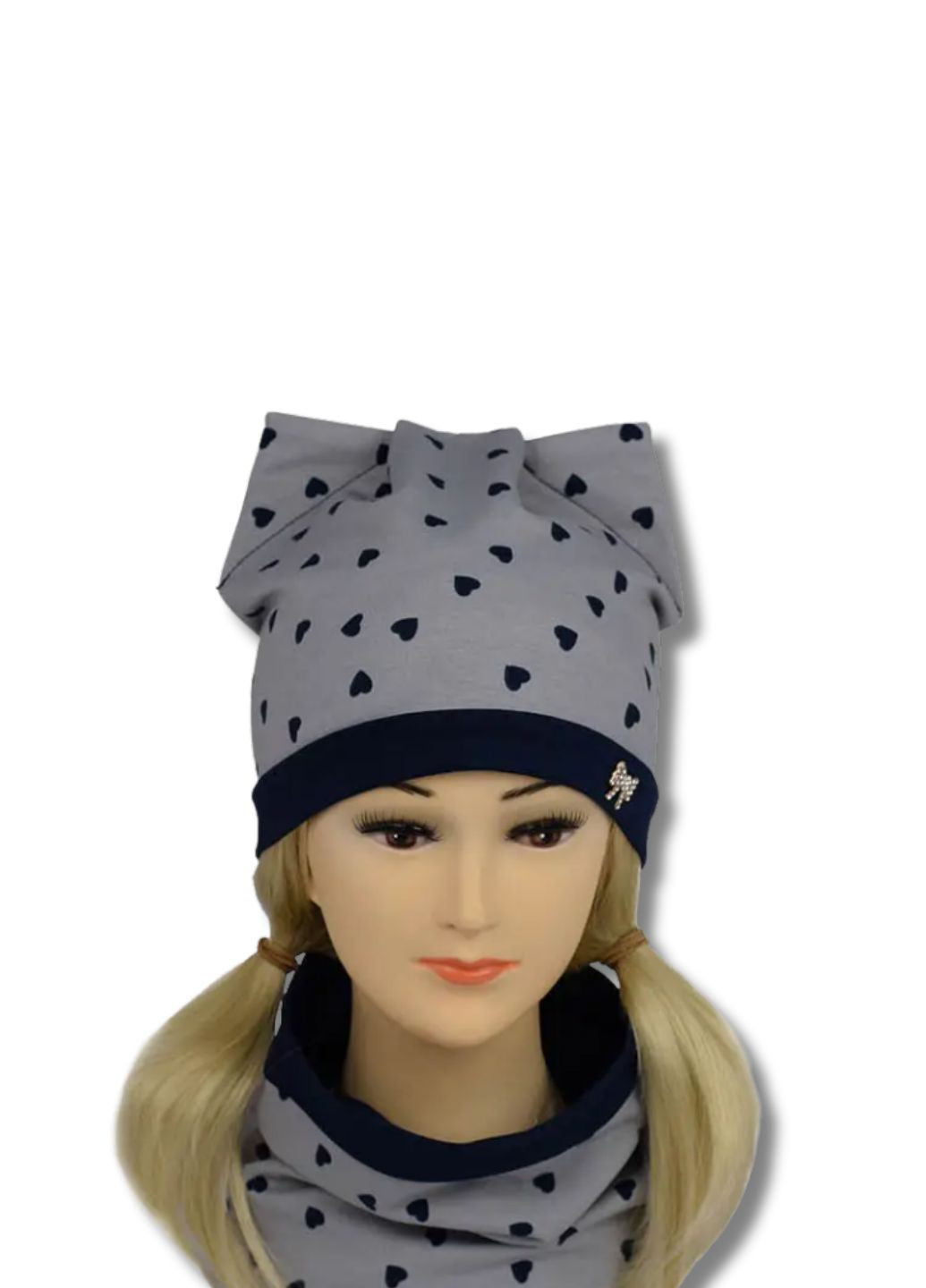 Набір тикотажний для дівчинки снуд + шапка з вушками No Brand трикотажний набір для дівчинки (350878475)