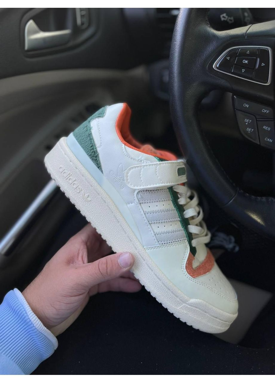 Серые демисезонные кроссовки мужские adidas forum white green v2 адидас форум No Brand