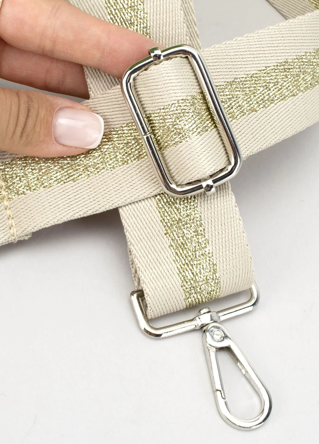 Ремінець для сумки текстильний 38 мм 0600 silver бежево-золотистий HandyCover (297486707)