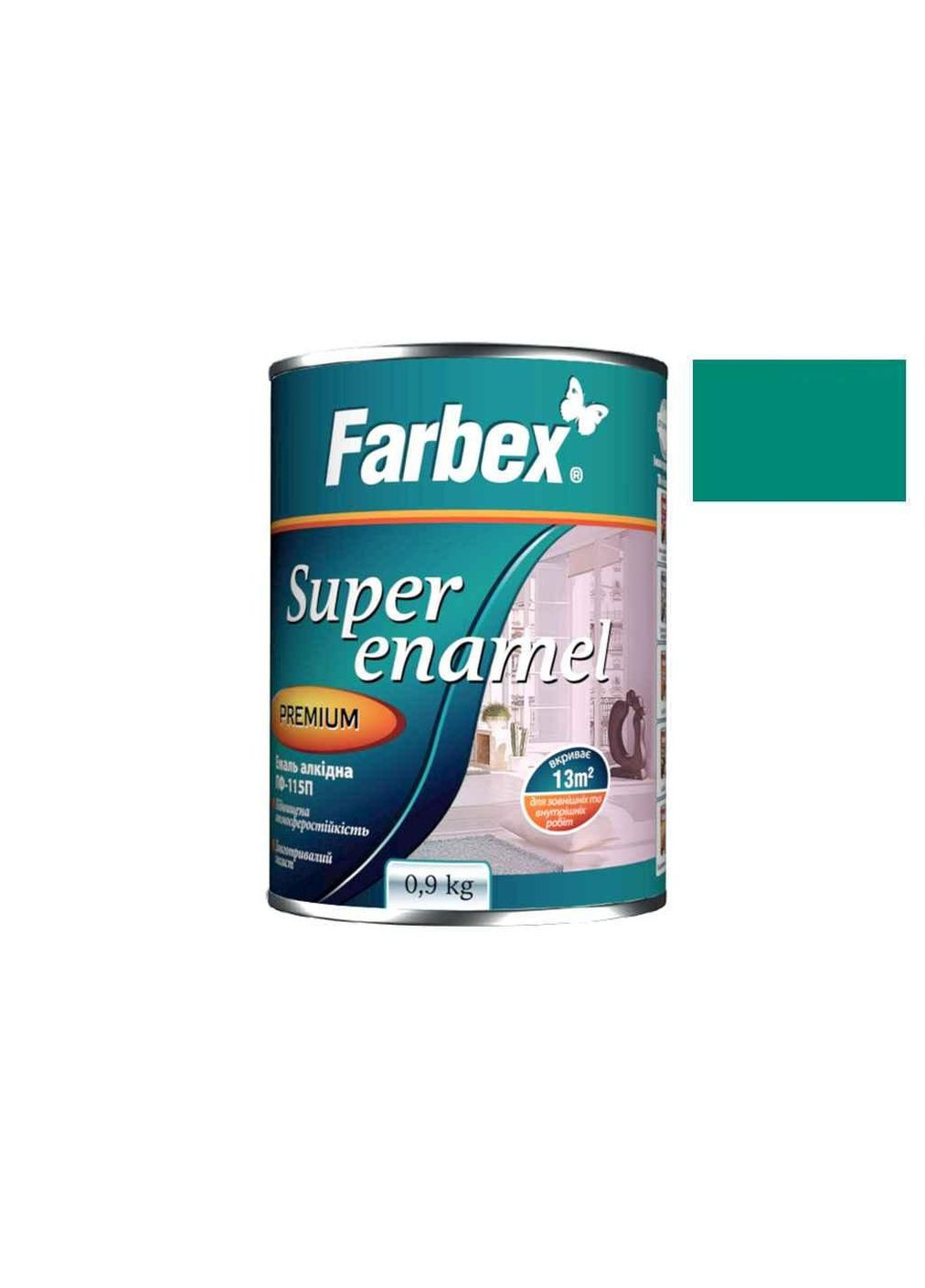 Эмаль алкидная ПФ115 бирюзовая –0,9 кг. ТМ Farbex (304643231)